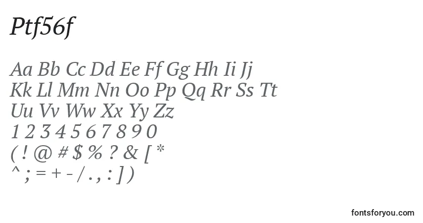 Fuente Ptf56f - alfabeto, números, caracteres especiales