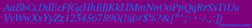 Ptf56f-Schriftart – Blaue Schriften auf violettem Hintergrund