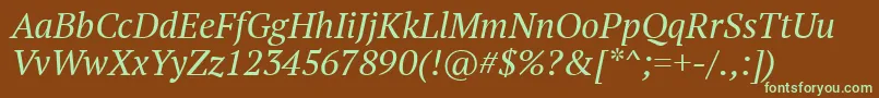 Ptf56f-fontti – vihreät fontit ruskealla taustalla