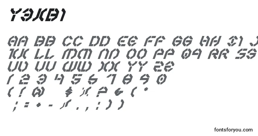 A fonte Y3kbi – alfabeto, números, caracteres especiais
