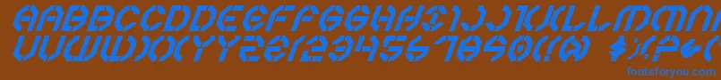 Y3kbi-Schriftart – Blaue Schriften auf braunem Hintergrund