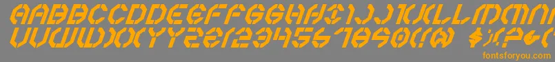Weitere Informationen zur Y3kbi-Schriftart Y3kbi-Schriftart – Orangefarbene Schriften auf grauem Hintergrund