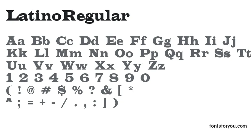 LatinoRegular Font – alphabet, numbers, special characters