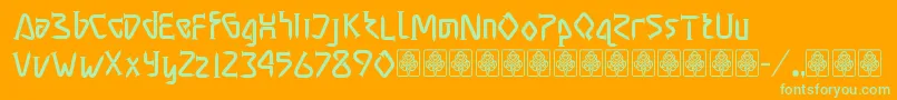 Masra Font – Green Fonts on Orange Background
