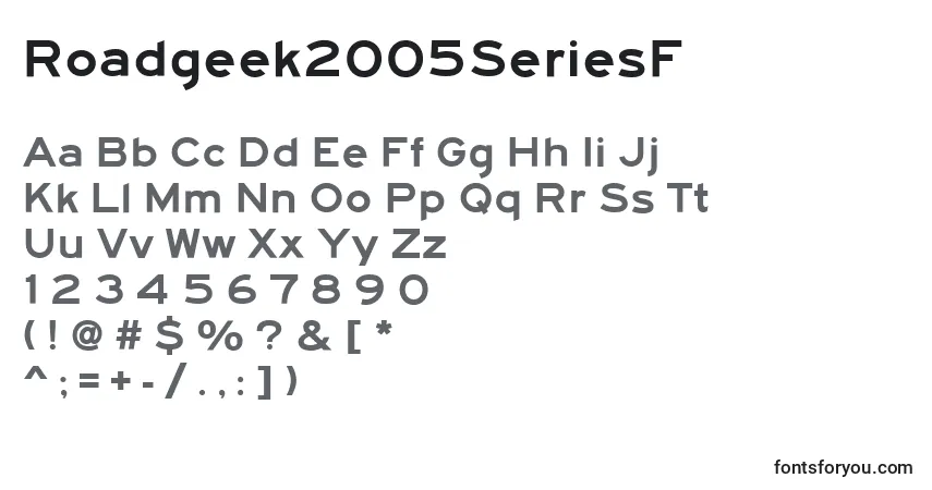 Czcionka Roadgeek2005SeriesF – alfabet, cyfry, specjalne znaki