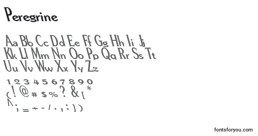 A fonte Peregrine – alfabeto, números, caracteres especiais