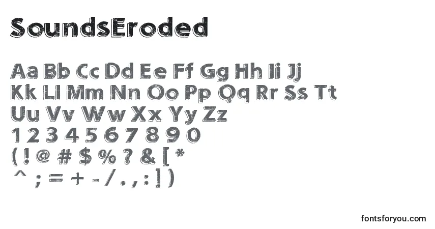 Czcionka SoundsEroded – alfabet, cyfry, specjalne znaki