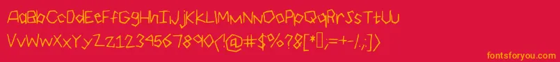 フォントGeo – 赤い背景にオレンジの文字