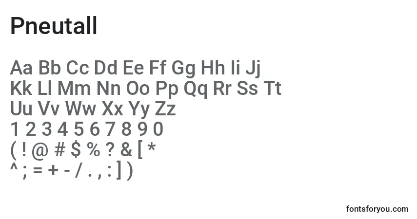 Schriftart Pneutall – Alphabet, Zahlen, spezielle Symbole