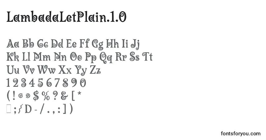 Schriftart LambadaLetPlain.1.0 – Alphabet, Zahlen, spezielle Symbole