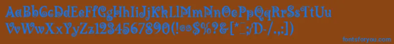 LambadaLetPlain.1.0-fontti – siniset fontit ruskealla taustalla