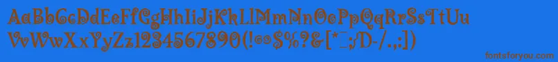 フォントLambadaLetPlain.1.0 – 茶色の文字が青い背景にあります。