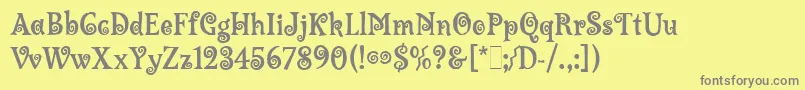 フォントLambadaLetPlain.1.0 – 黄色の背景に灰色の文字