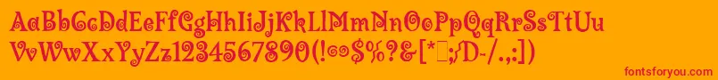 LambadaLetPlain.1.0 Font – Red Fonts on Orange Background