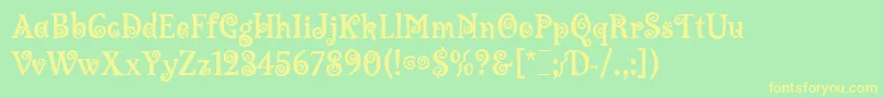 LambadaLetPlain.1.0 Font – Yellow Fonts on Green Background