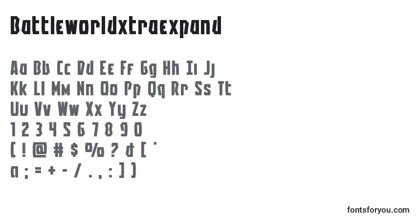 Czcionka Battleworldxtraexpand – alfabet, cyfry, specjalne znaki