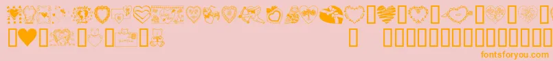 Valentine-Schriftart – Orangefarbene Schriften auf rosa Hintergrund