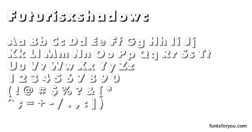 Шрифт Futurisxshadowc – алфавит, цифры, специальные символы