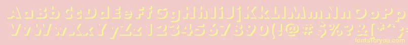 Futurisxshadowc-Schriftart – Gelbe Schriften auf rosa Hintergrund