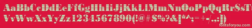 フォントBodoniinkjetRegular – 赤い背景に緑の文字