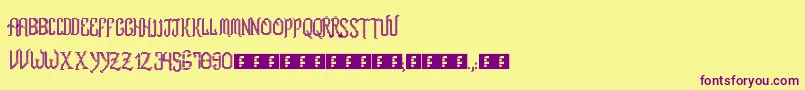 RomFtlLcd-Schriftart – Violette Schriften auf gelbem Hintergrund
