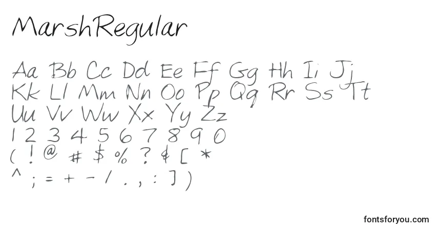 Czcionka MarshRegular – alfabet, cyfry, specjalne znaki