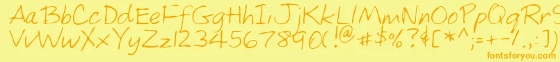 MarshRegular-Schriftart – Orangefarbene Schriften auf gelbem Hintergrund