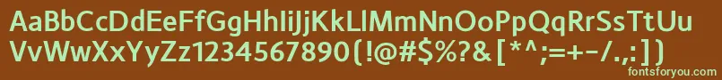 フォントMonsalDemibold – 緑色の文字が茶色の背景にあります。