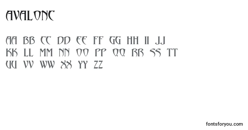 Avalonc-fontti – aakkoset, numerot, erikoismerkit