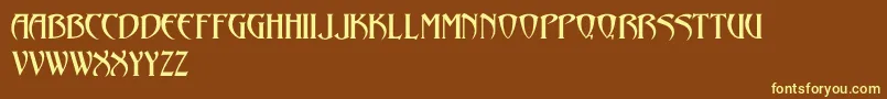 Avalonc-fontti – keltaiset fontit ruskealla taustalla