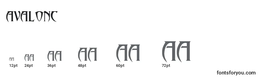Größen der Schriftart Avalonc