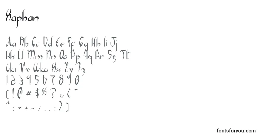 Czcionka Xaphan – alfabet, cyfry, specjalne znaki