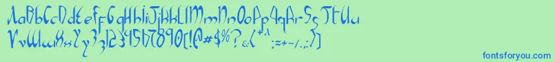 フォントXaphan – 青い文字は緑の背景です。
