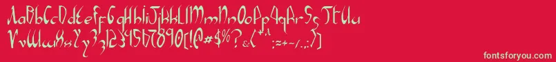 フォントXaphan – 赤い背景に緑の文字