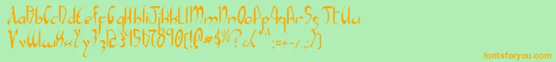 Xaphan-Schriftart – Orangefarbene Schriften auf grünem Hintergrund