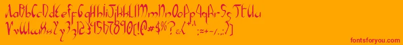 Fonte Xaphan – fontes vermelhas em um fundo laranja