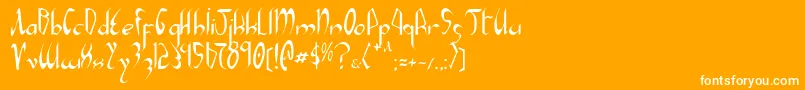 Fonte Xaphan – fontes brancas em um fundo laranja