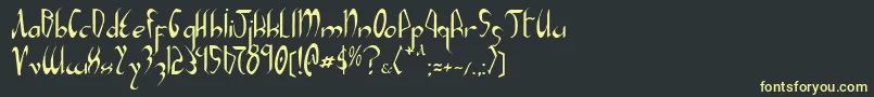 フォントXaphan – 黒い背景に黄色の文字