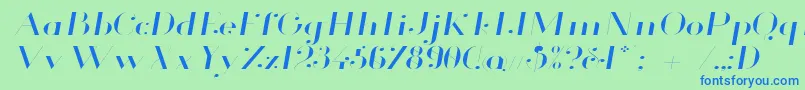 Glamor Lightextendeditalic Font – Blue Fonts on Green Background