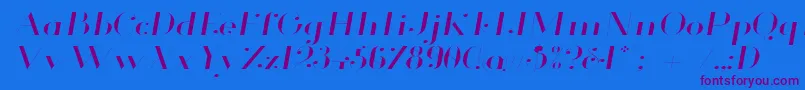 Glamor Lightextendeditalic Font – Purple Fonts on Blue Background