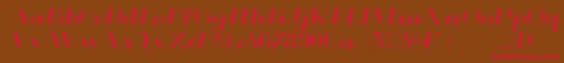 Glamor Lightextendeditalic Font – Red Fonts on Brown Background