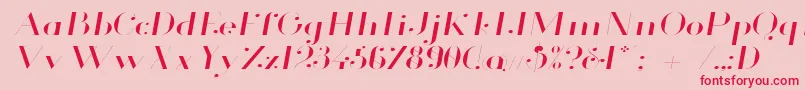 Glamor Lightextendeditalic Font – Red Fonts on Pink Background