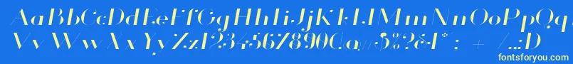 Glamor Lightextendeditalic Font – Yellow Fonts on Blue Background