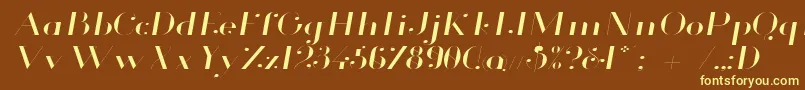 Glamor Lightextendeditalic Font – Yellow Fonts on Brown Background