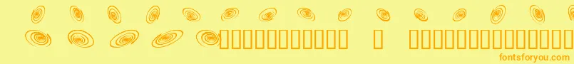 フォントOmegaswirls – オレンジの文字が黄色の背景にあります。
