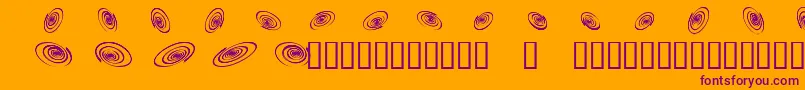 Omegaswirls-fontti – violetit fontit oranssilla taustalla