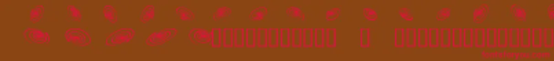 フォントOmegaswirls – 赤い文字が茶色の背景にあります。
