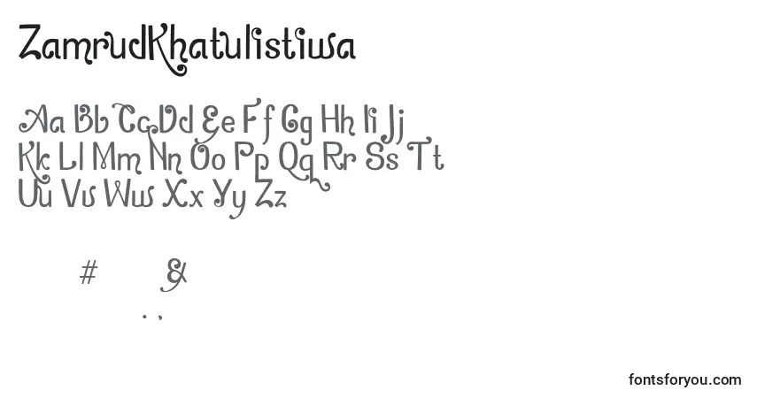 ZamrudKhatulistiwa-fontti – aakkoset, numerot, erikoismerkit