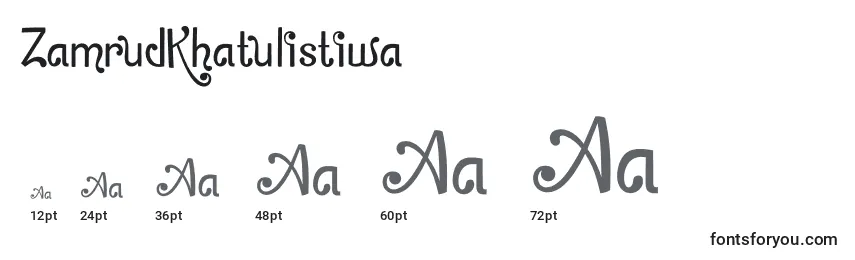 Größen der Schriftart ZamrudKhatulistiwa