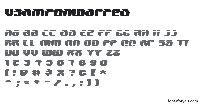 Czcionka V5AmponWarped – alfabet, cyfry, specjalne znaki